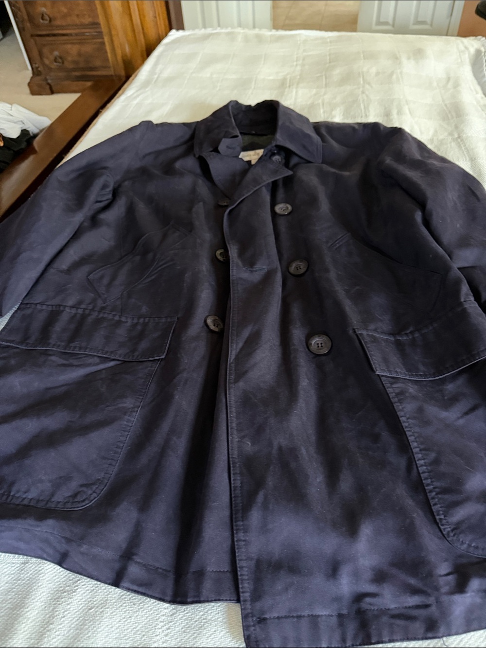 Jones New York Dark Navy Double-Breasted Trench Coat